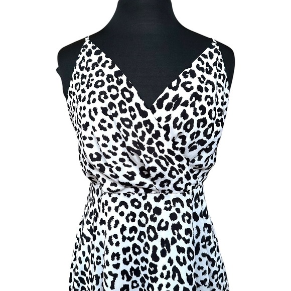 EXPRESS Leopard Animal Print Mob Wife Midi Dress Sz L - Picture 3 of 10